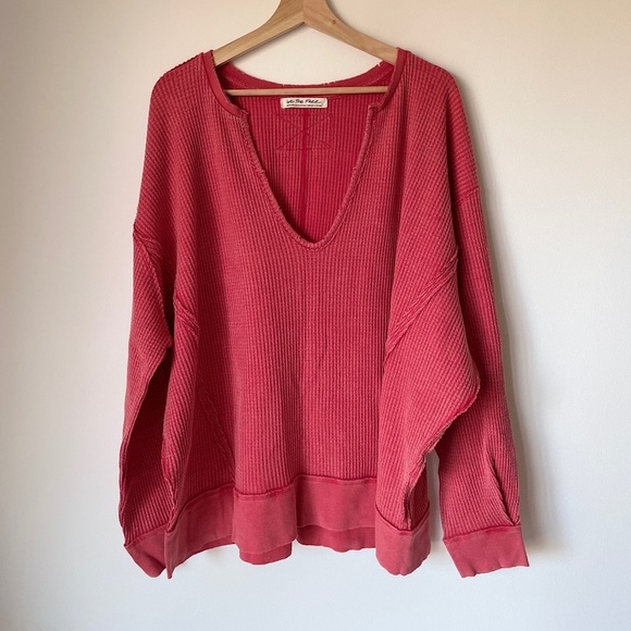 NEW Free People We The Free Buttercup Thermal In Talking Roses Red - Picture 7 of 13